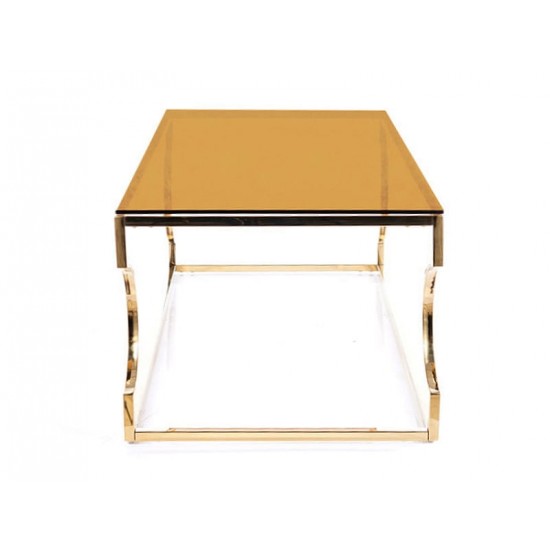 Журнальный столик KENZO A стекло дымчатое янтарное / золото 120X60 KENZOACTZL 4