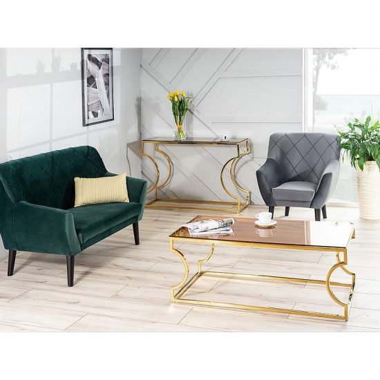 Журнальный столик KENZO A стекло дымчатое янтарное / золото 120X60 KENZOACTZL 7