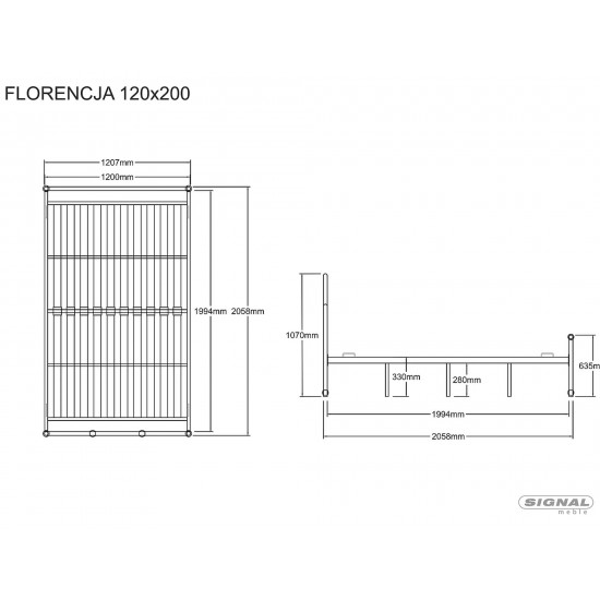 Кровать полуторная FLORENCJA 120х200 Белый FLORENCJAB120 2