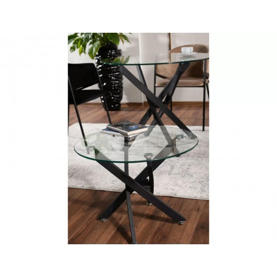 Журнальный столик AGIS A Прозрачный / Черный Диаметр 60x45 AGISAC 2