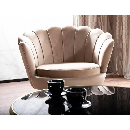 Крісло CAMELLIA 1 VELVET Беж BLUVEL 28 / Золотий CAMELLIAV1BEZL 7