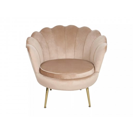 Крісло CAMELLIA 1 VELVET Беж BLUVEL 28 / Золотий CAMELLIAV1BEZL 3