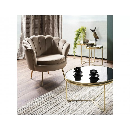Крісло CAMELLIA 1 VELVET Беж BLUVEL 28 / Золотий CAMELLIAV1BEZL 8