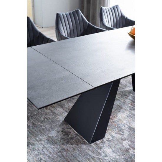 Стіл обідній розкладний SALVADORE CERAMIC 180(260)*90 сірий мармур/чорний мат SALVADORESZC180 4