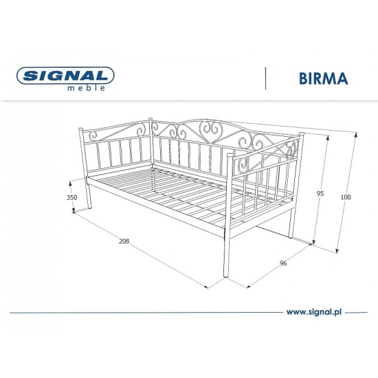 Односпальне ліжко Birma 90X200 Чорний BIRMA 6