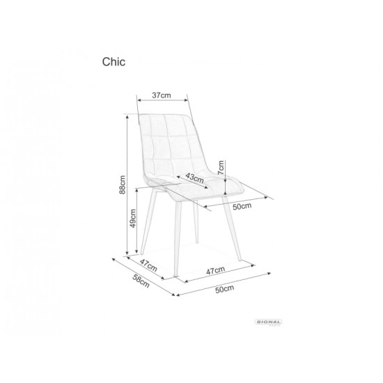 Стілець кухонний CHIC D VELVET дуб каркас/карі BL.68 CHICDVDCU 3