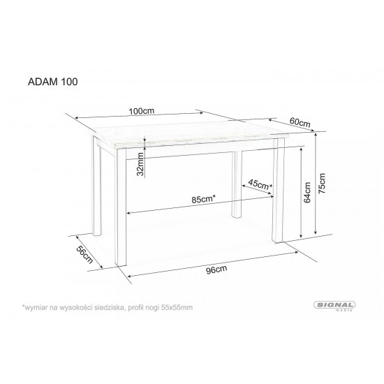 Стол обеденный Adam 60x100 Дуб Ланселот / Антрацит ADAMDLAT100 2