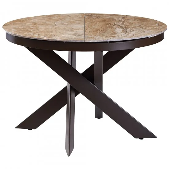 Стол обеденный раскладной керамика Moon Brown Marble 110X110(140) Коричневый 9