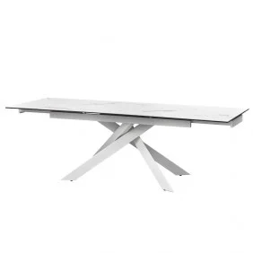 Стол обеденный раскладной керамический Gracio Straturario White 90X160(240) Белый