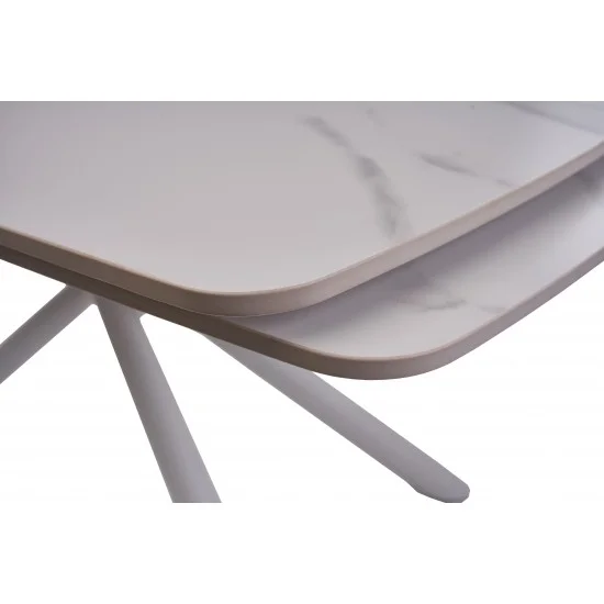 Стол обеденный раскладной Palermo White Marble керамика 90X140(200) Белый 3