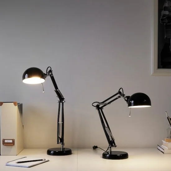 Настольная лампа IKEA FORSA рабочая черная 001.467.76 2