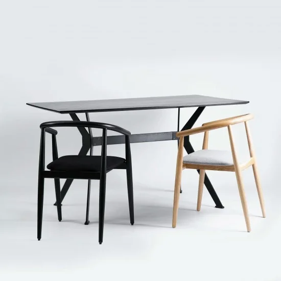 Стол Stealth (Стелс) 160 х 90 чёрные ноги / чёрный дуб 17