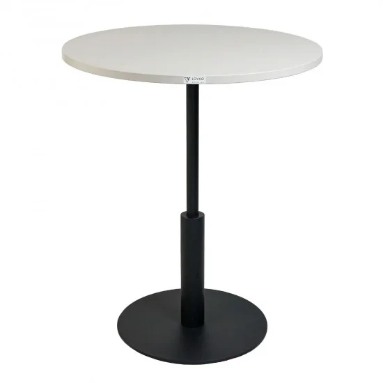 Стіл Ibiza R light d-60 чорний метал / білий ДСП (текстура) 2