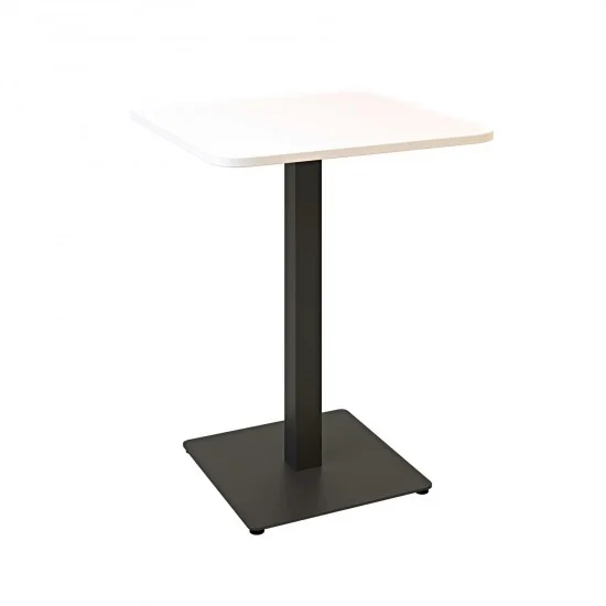 Стіл Tetra light soft 60 х 60 чорний метал / білий ДСП (текстура) 2