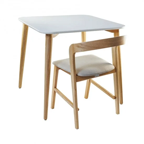 Стол Dan 80 х 80 белый + натуральный дуб 3