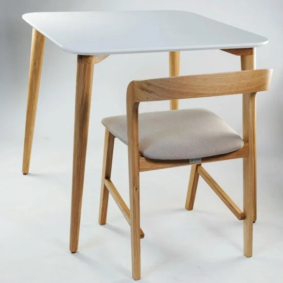 Стол Dan 80 х 80 белый + натуральный дуб 16