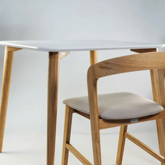 Стол Dan 80 х 80 белый + натуральный дуб 15