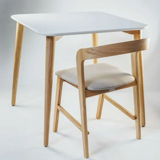 Стол Dan 80 х 80 белый + натуральный дуб 10