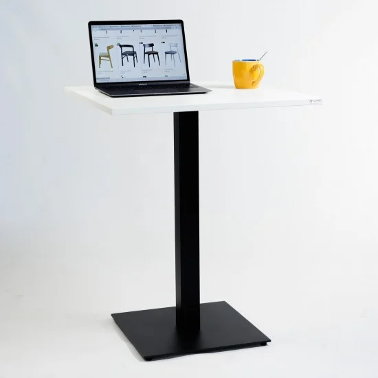 Стіл Tetra light 60 х 60 чорний метал / білий ДСП (текстура) 4