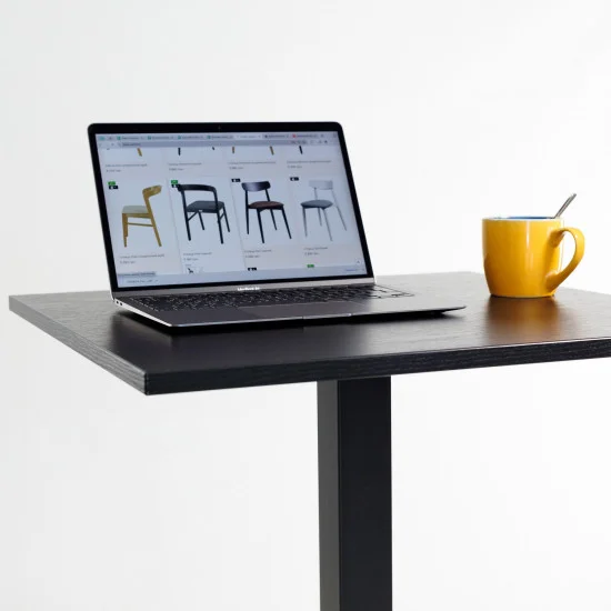 Стіл Tetra light 60 х 60 чорний метал / чорне ДСП (текстура) 9