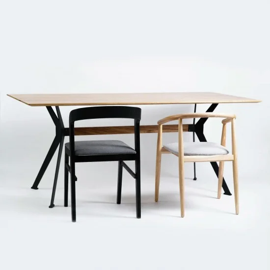 Стол Stealth (Стелс) 160 х 90 чёрные ноги / натуральный дуб 24