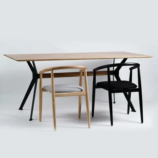 Стол Stealth (Стелс) 160 х 90 чёрные ноги / натуральный дуб 26