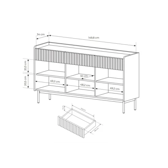 Комод Левел/Level 3-дверный с 3 ящиками 3D3S/153 Бежевый/дуб сканди Ш153xВ82 см. 10