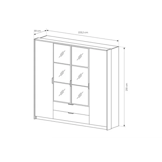 Шафа для одягу Мілтон / Milton 4-дверна з дзеркалом 4D2S/220 Каштан/антрацит Ш224xВ210 см. 5