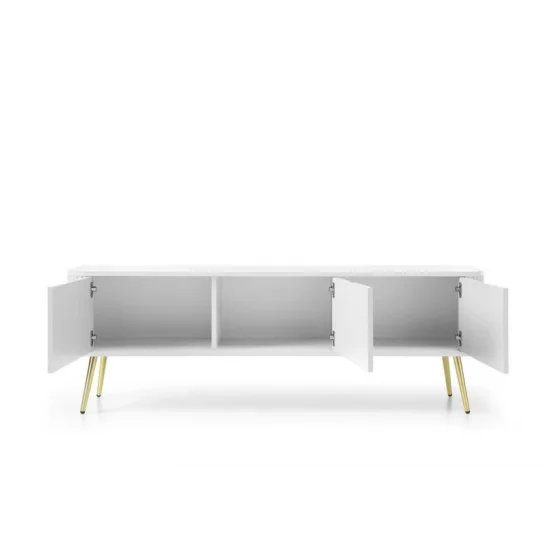Тумба под телевизор Зова/Zova 3-дверная с золотыми ножками RTV168 Белый Ш168xВ56 см. 2
