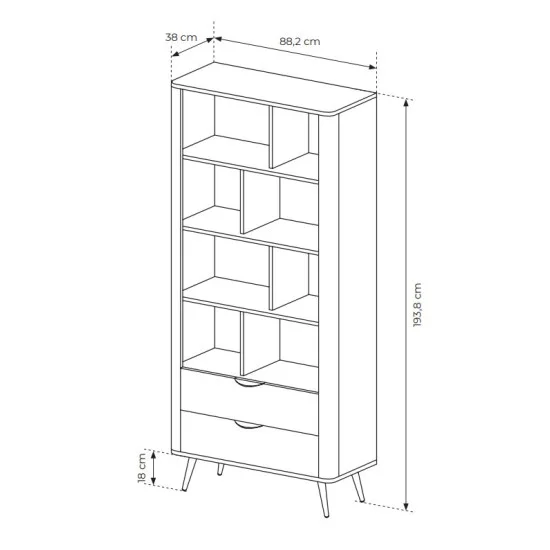Стеллаж Верис / Veris 2S/88 с 2 ящиками Дуб дунин/черный 7