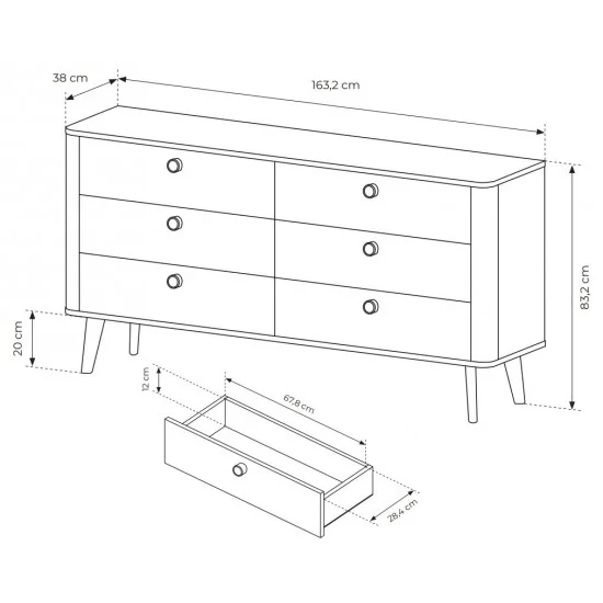 Комод Вікі / Viki 6S/163 з 6 шухлядами Дуб бариста 4