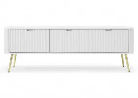 Тумба под телевизор Зова/Zova 3-дверная с золотыми ножками RTV168 Белый Ш168xВ56 см.