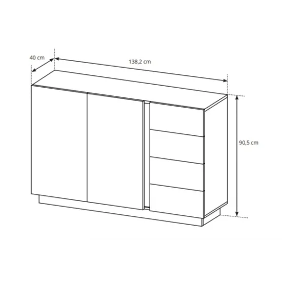 Комод Арко/Arco 2-дверный с 4 ящиками 2D4S/138 Белый глянец/дуб грандсон Ш138xВ91 см. 3