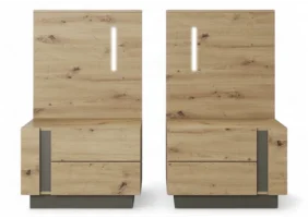 Тумбы прикроватные с подсветкой Арко/Arco с 4 ящиками 2S/60 Дуб артизан/графит Ш60xВ102 см.