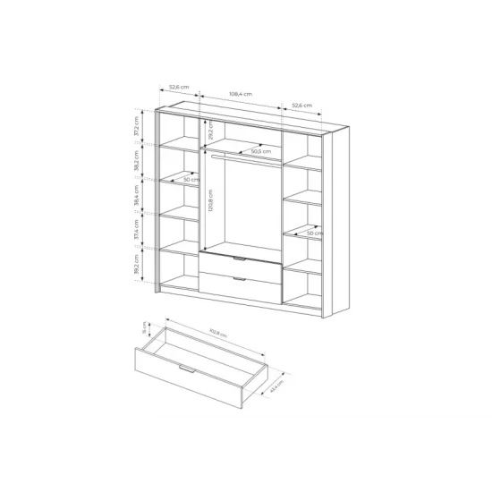 Шафа для одягу Мілтон / Milton 4-дверна з дзеркалом 4D2S/220 Каштан/антрацит Ш224xВ210 см. 6