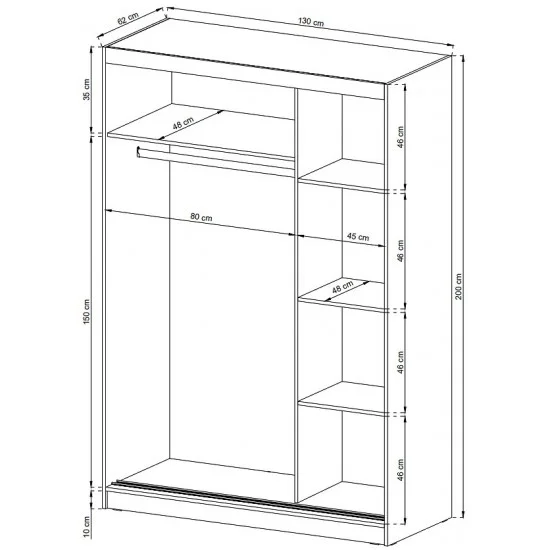 Шафа-купе Мая / Maja 130 2-дверна з дзеркалом Білий 130х62х200 см. 3