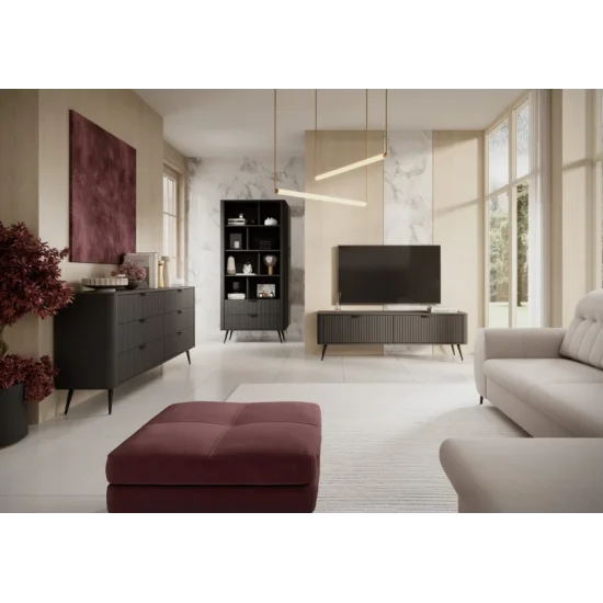 Стелаж Ланте / Lante 2S з 2 шухлядами Чорний Ш88xВ193 см. 8