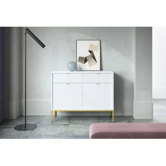 Комод Нова / Nova 2-дверний з 2 шухлядами і золотими ніжками KSZ104 Білий Ш104xВ83 см. 7