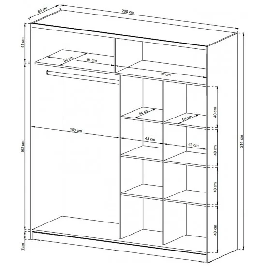 Шкаф-купе Мика II/Mika II 200 2-дверный с зеркалом Дуб сонома 200х63х214 см. 4