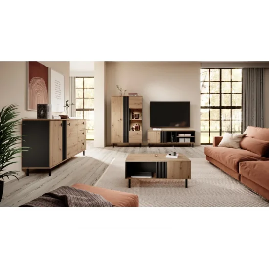 Стол журнальный Мадис/Madis 100 Дуб артизан/антрацит 100x60x43 см. 5