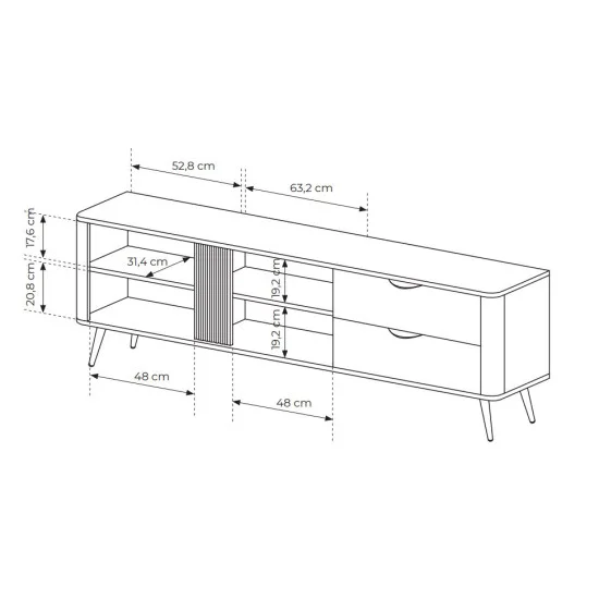 Тумба под ТВ Верис / Veris 2D2S/195 2-дверная с 2 ящиками Дуб дунин/черный 5