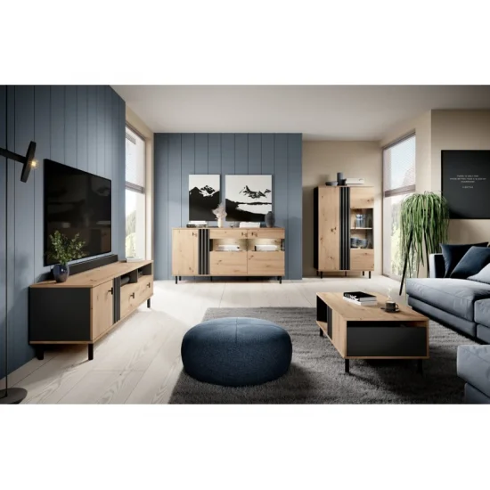 Стол журнальный Мадис/Madis 100 Дуб артизан/антрацит 100x60x43 см. 6