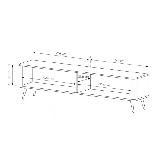 Тумба під телевізор Ланте / Lante 2-дверна з чорними ніжками 2D/200 Беж 200х38х51 см. 4