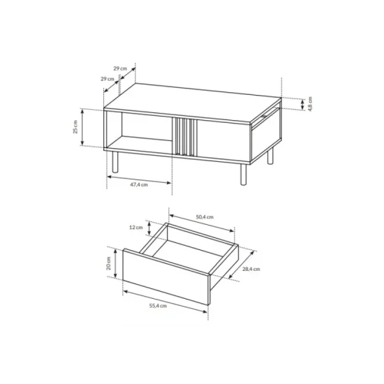 Стол журнальный Мадис/Madis 100 Дуб артизан/антрацит 100x60x43 см. 2