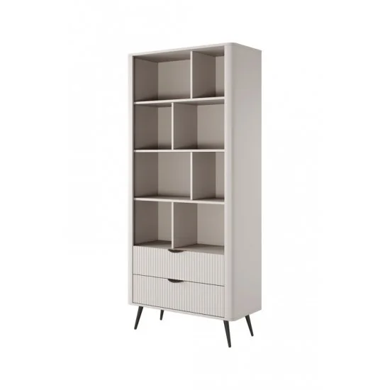 Стеллаж Ланте/Lante 2S с 2 ящиками и черными ножками Беж 88х38х193 см. 8