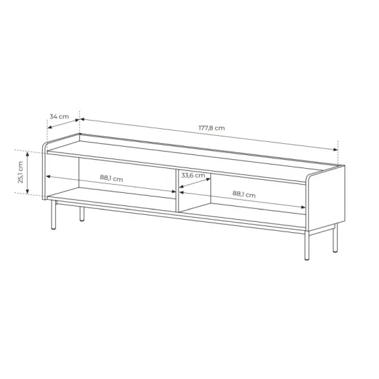 Тумба под телевизор Левел/Level 2-дверная 2D/181 Бежевый/дуб сканди Ш181xВ50 см. 5