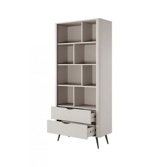 Стеллаж Ланте/Lante 2S с 2 ящиками и черными ножками Беж 88х38х193 см. 2