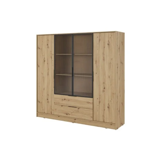 Гардеробна Келлі / Kelly 4DRM 4-дверна з центральними прозорими дверцятами та додатковими полицями Дуб артизан 206х51х200 см. 3
