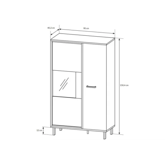 Вітрина низька Нест / Nest 2-дверна 2D1W/90 Дуб артизан/антрацит Ш90xВ151 см. 4
