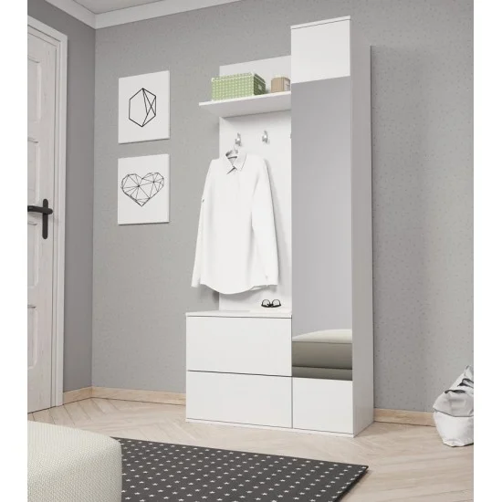 Передпокій з дзеркалом Грін / Green 3-дверний Білий 90х195х34 см. 1